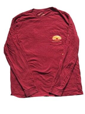 Vineyard Vines Long Sleeve Pocket Tee in Maroon with Sunset Dog Logo, Men's M